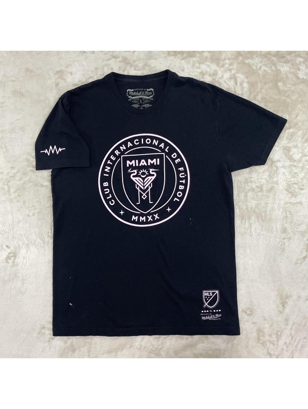 Inter Miami Shirt Mens Large Black Mitchell & Ness Soccer Futbol MLS Graphic